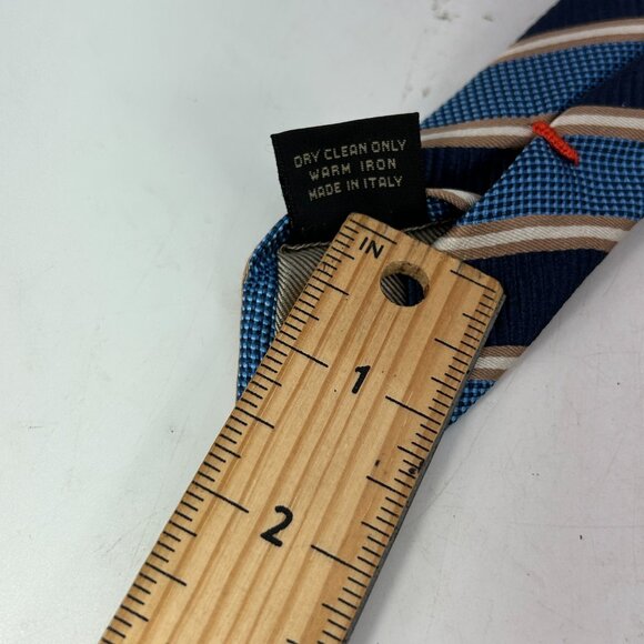 Ermenegildo Zegna Woven Silk Repp Blue Striped MensNecktie heavy diagonal - Picture 2 of 8